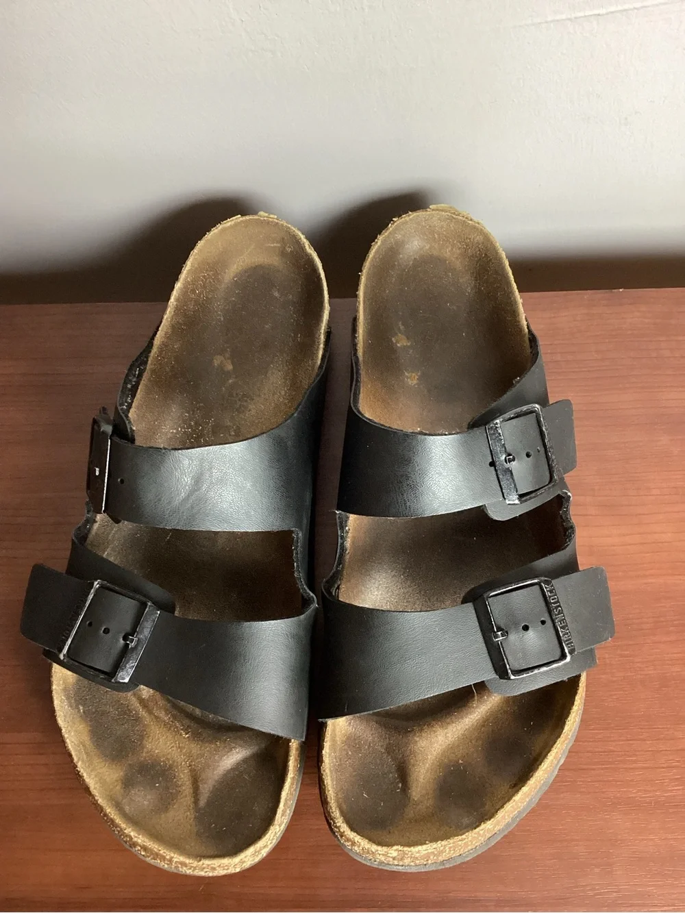 Men's Birkenstock Black Two-Buckle Cork Footbed Sandals Size M11